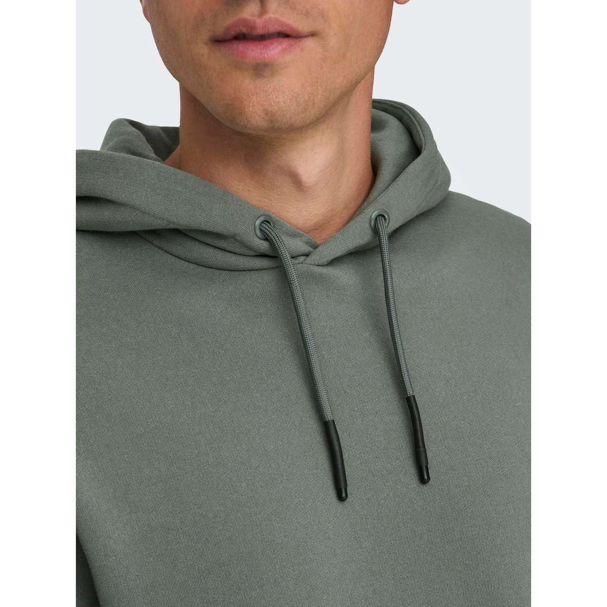 ONLY & SONS MEN΄S REGULAR FIT COTTON SWEATSHIRT HOODIE 22018685 CASTOR GRAY 